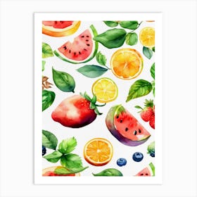 Watercolor Fruits Art Print