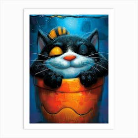 Cat In A Pot 2 Art Print