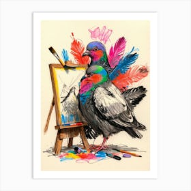 Pigeon Painting 1 Art Print