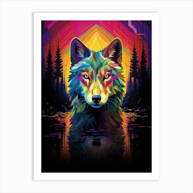 Wolf Geometric Abstract 2 Art Print