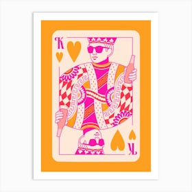 King Of Hearts Pink Orange Art Print