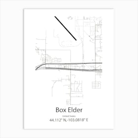 Box Elder,United States Minimalist Map Art Print