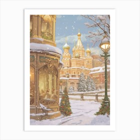 Vintage Winter Illustration Moscow Russia 4 Art Print