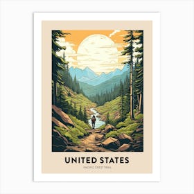 Pacific Crest Trail Usa 4 Vintage Hiking Travel Poster Art Print