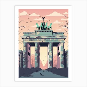 The Brandenburg Gate   Berlin, Germany   Cute Botanical Illustration Travel 0 Art Print