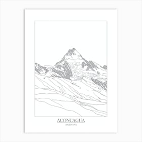 Aconcagua Argentina Line Drawing 8 Poster Art Print