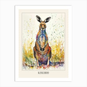 Kangaroo Colourful Watercolour 4 Poster Art Print