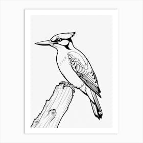 Woodpecker Coloring Page Bird Wildlife Animal Drawing Art Print