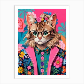 Cat With Glasses Art Print