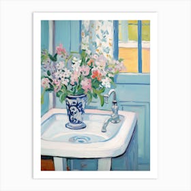 A Vase With Forget Me Not, Flower Bouquet 3 Art Print