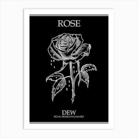 Rose Dew Line Drawing 2 Poster Inverted Art Print