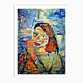 Woman In A Blue Dress 1 Art Print