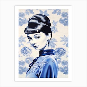 Audrey Hepburn Delft Tile Illustration 3 Art Print
