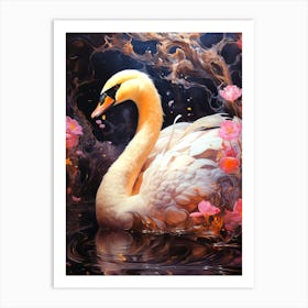 Swan In Water 1 Art Print