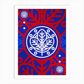 Geometric Abstract Glyph in White on Red and Blue Array n.0046 Art Print