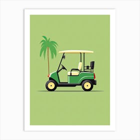 Golf Cart With Palm Tree Art Print