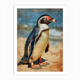 Galapagos Penguin Kangaroo Island Penneshaw Colour Block Painting 3 Art Print