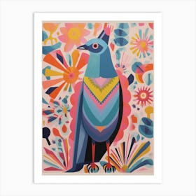 Colourful Scandi Bird Pigeon 1 Art Print