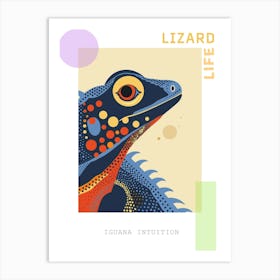 Blue Iguana Modern Illustration 8 Poster Art Print