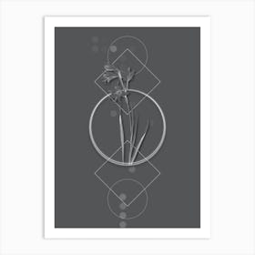 Vintage Painted Lady Botanical with Line Motif and Dot Pattern in Ghost Gray n.0122 Art Print
