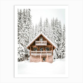 Winter House In The Mountains Art Print