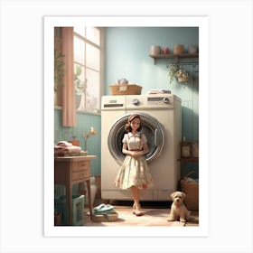 Girl In A Washing Machine Art Print