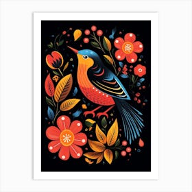 Folk Bird Illustration Robin 1 Art Print