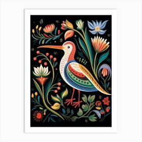 Folk Bird Illustration Dunlin 4 Art Print