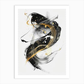 Gold And Black Abstract Painting 51 Art Print