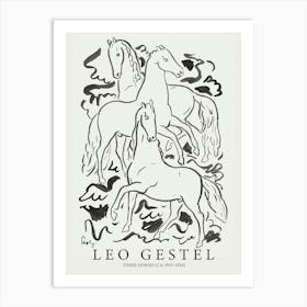 Three Horses Leo Gestel Art Print