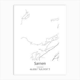 Sarnen,Switzerland Minimalist Map Art Print