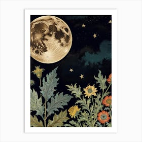 Moon And Flowers Style William Morris 30 Art Print