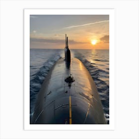 Submarine At Sunset -Reimagined 1 Art Print