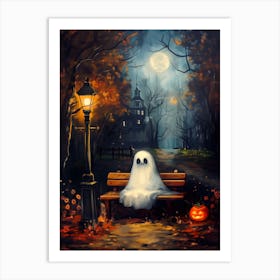 Ghost Sitting On A Bench 10 Art Print