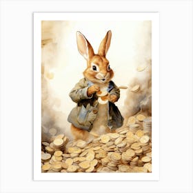 Bunny Fortune Luck Rabbit Prints Watercolour 3 Art Print