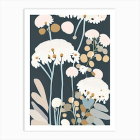 Pearly Everlasting Wildflower Modern Muted Colours 1 Art Print