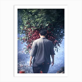 Man Walking Through A Forest 1 Art Print