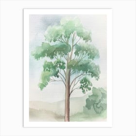 Eucalyptus Tree Atmospheric Watercolour Painting 1 Art Print