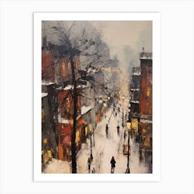 Vintage Winter Painting New York City Usa 1 Art Print