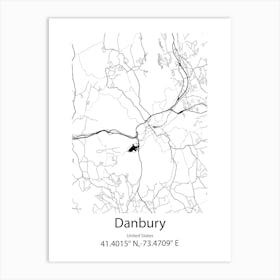 Danbury,United States Minimalist Map 1 Art Print