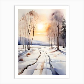 Watercolor Winter Landscape 1 1 Art Print