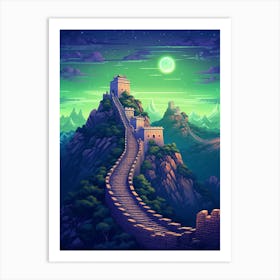 Great Wall Of China Pixel Art 2 Art Print