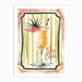 Pina Colada Cocktail Pink Art Kitchen Anana Art Print