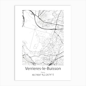 Verrieres Le Buisson,France Minimalist Map Art Print