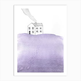 House Winter calm watercolor Art Print