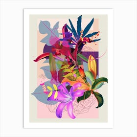 Kangaroo Paw 2 Neon Flower Collage Art Print