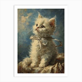 Kitten With Bow Rococo Inspired 1 Art Print