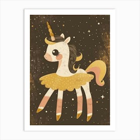 Unicorn In A Tutu Mustard Muted Pastels 3 Art Print