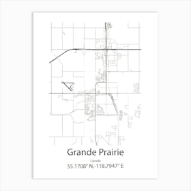 Grande Prairie,Canada Minimalist Map Art Print