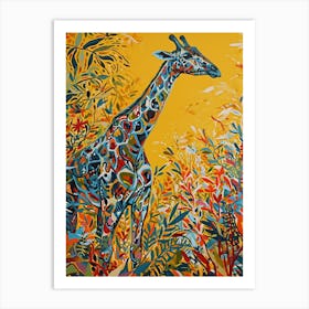 Colourful Giraffe Lead Pattern Painting 1 Art Print